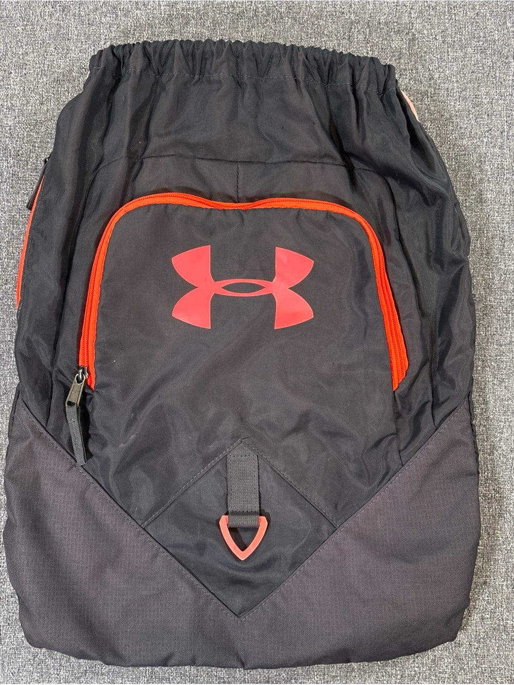 Under Armour Black and Red Drawstring Backpack with Front Zip Pocket